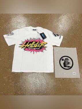 Killstar White Short Sleeve Tee with Pink and Yellow Hellstar Logo